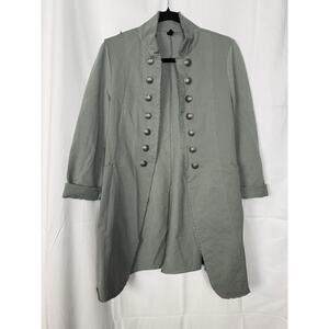 Venti6 Women's Italian Sergeant Pepper Military Longline Jacket Light Gray Small